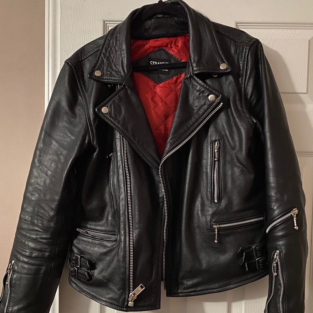 Straight To Hell bison leather biker jacket